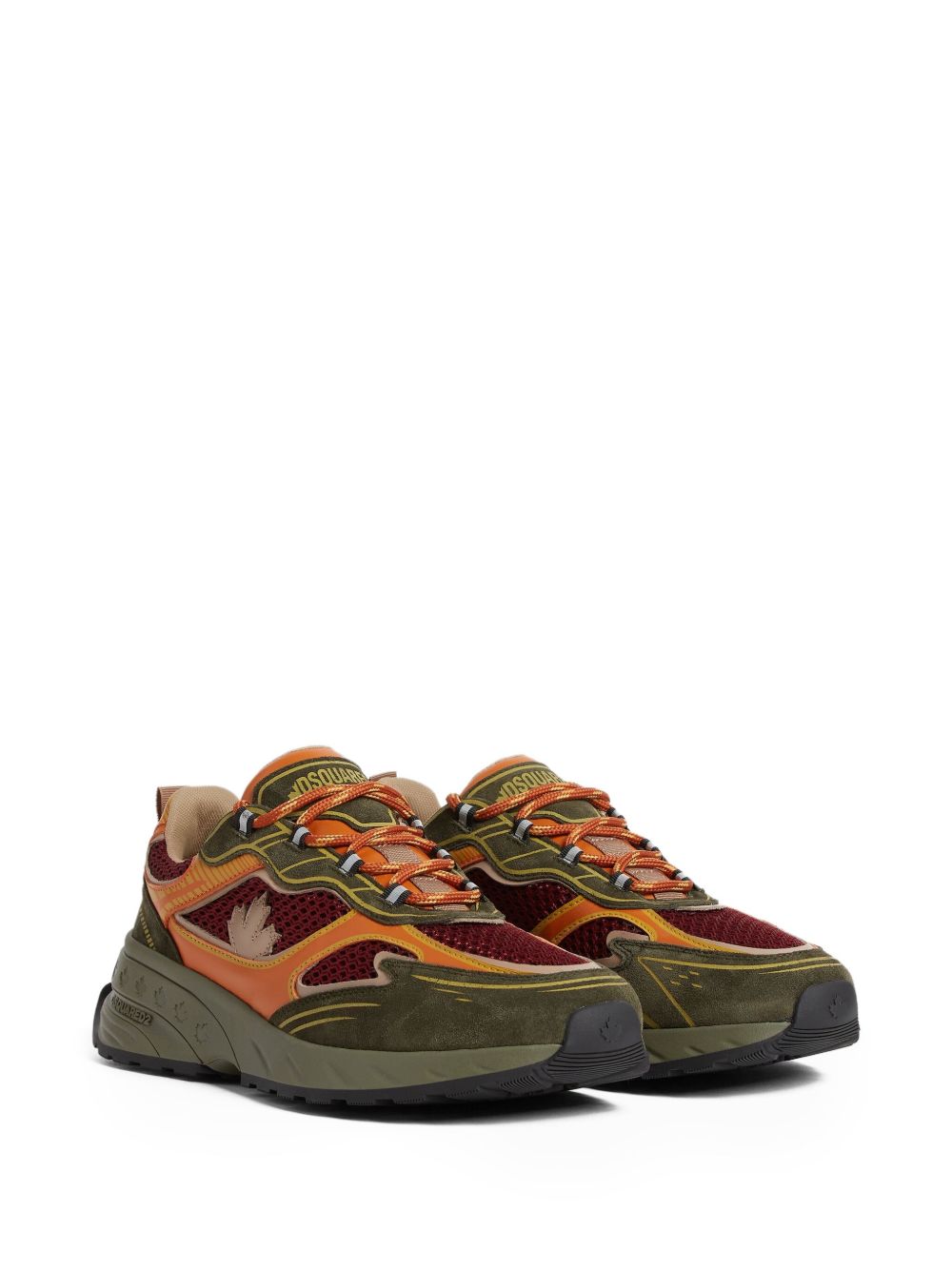 Multicolored Sneakers with Olive Suede