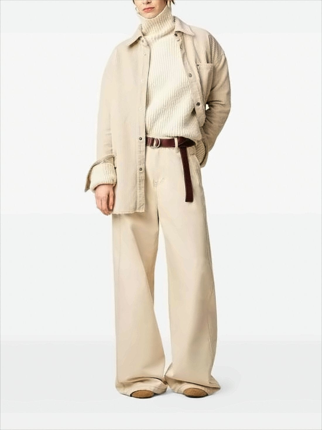 Corduroy Velvet Oversized Shirt with Side Slits