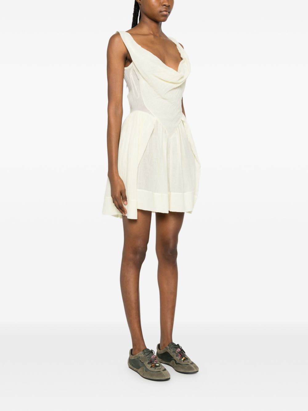 Yellowish White Orb Logo Sleeveless Dress