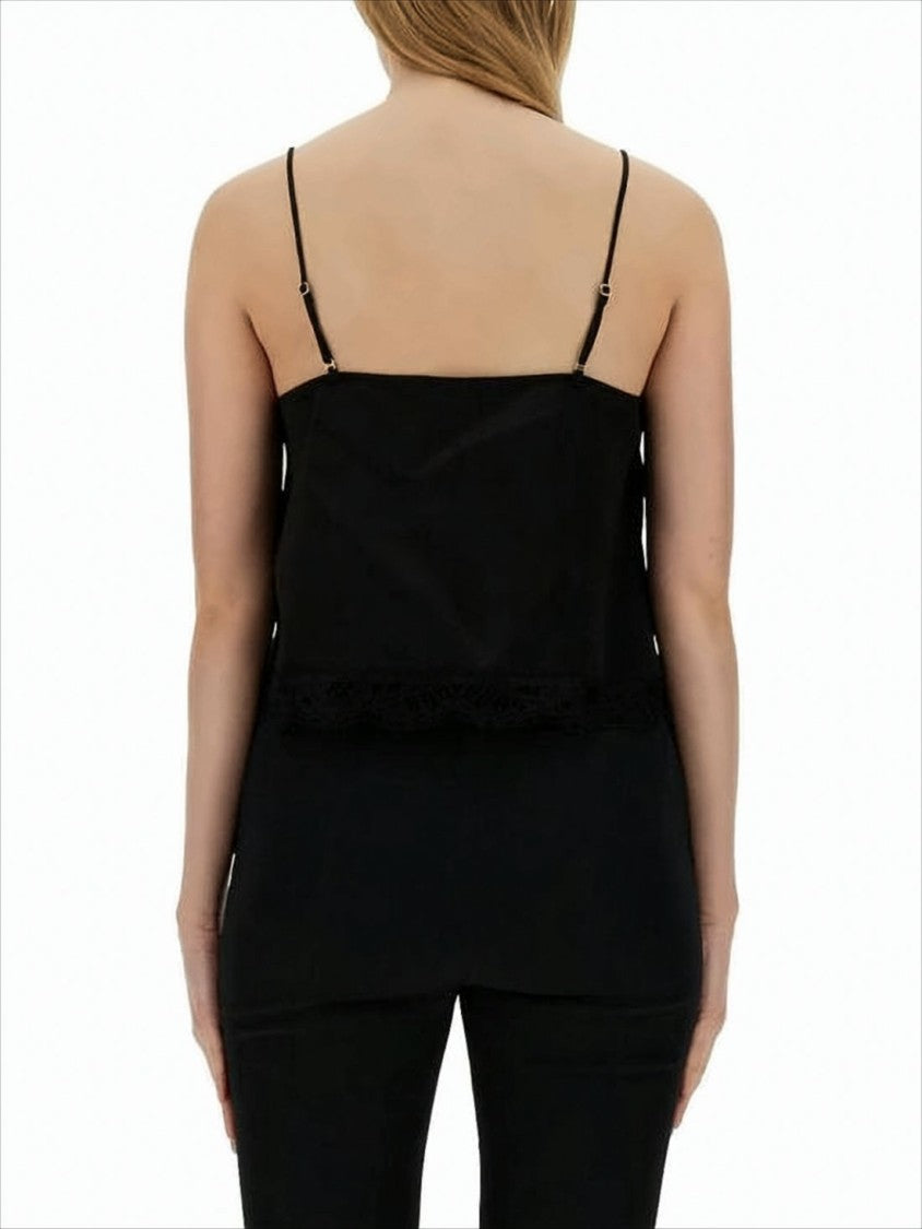 Sleeveless V-Neck Top with Delicate Lace Trim