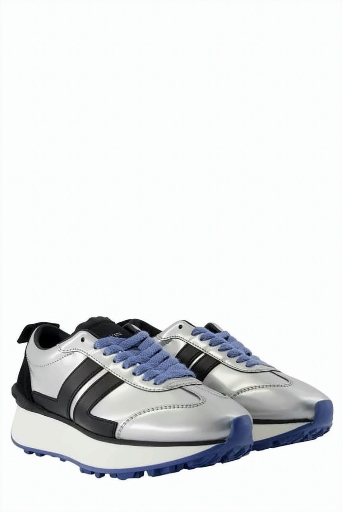 Metallic Silver Sneakers with Black Accents