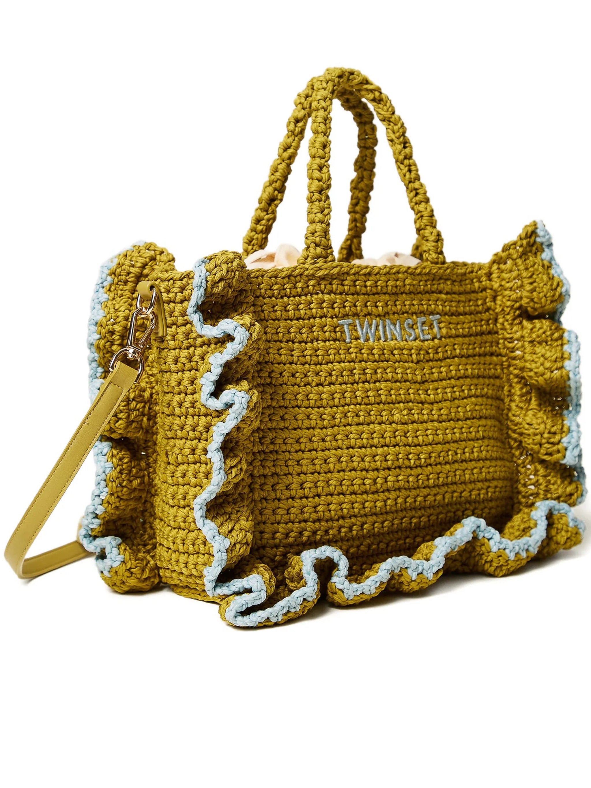 Mustard Yellow Rectangular Knit Handbag