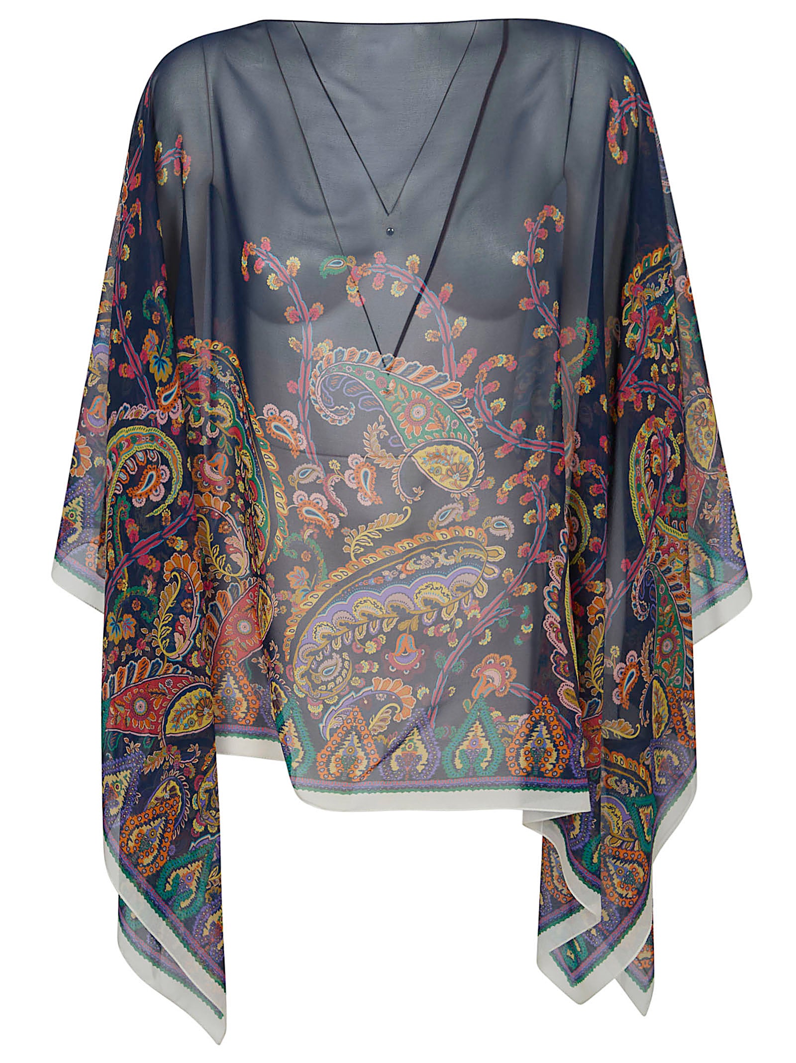 Multicolour Silk Lightweight Cape Jacket