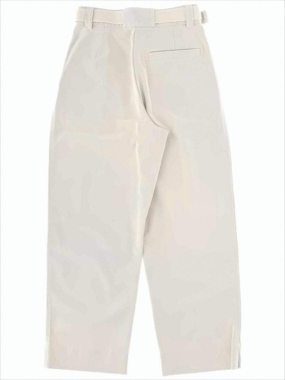 High-Waisted Cropped Straight Pants with Fabric Belt