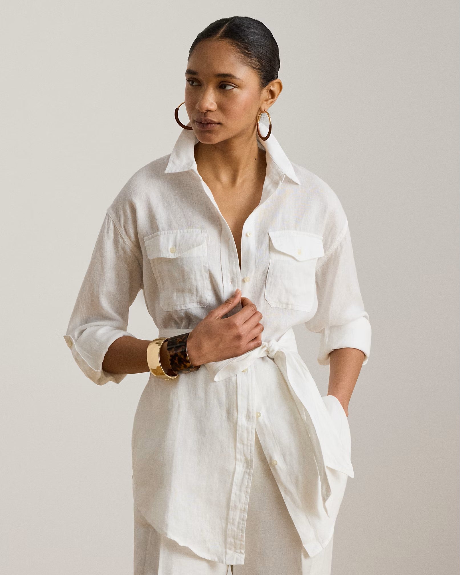White Tissue Linen Button Shirt