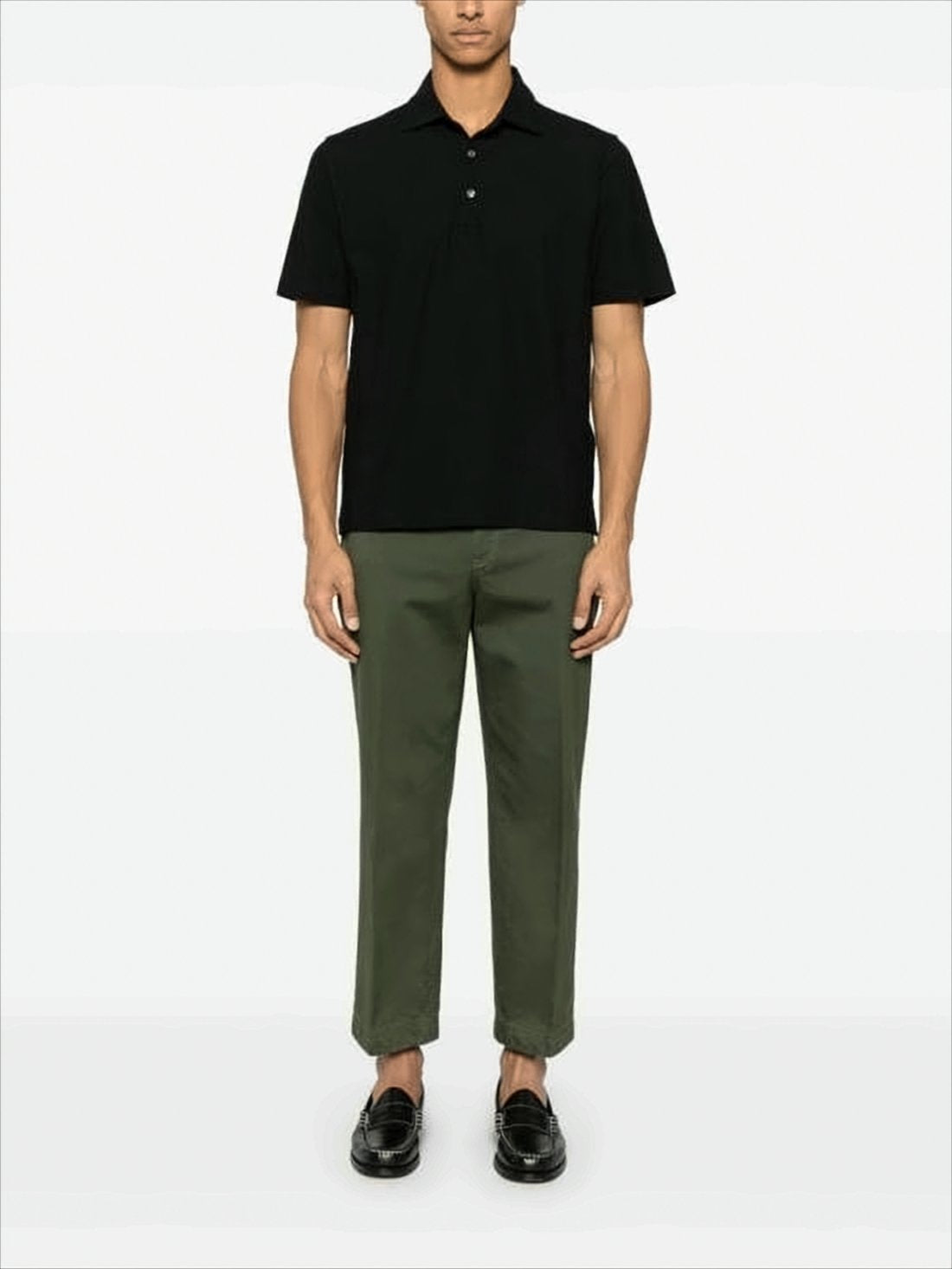 Black Polo Shirt with Traditional Collar