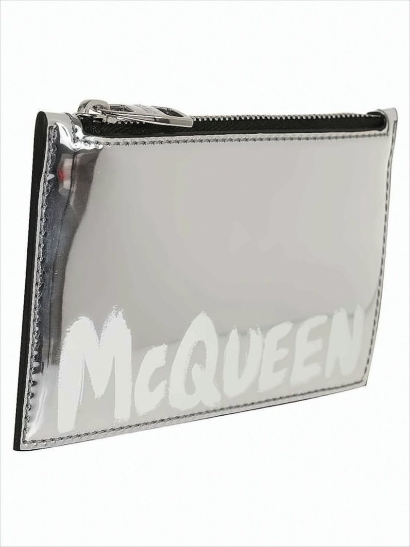 Laminated Leather Wallet with Reflective Silver Finish