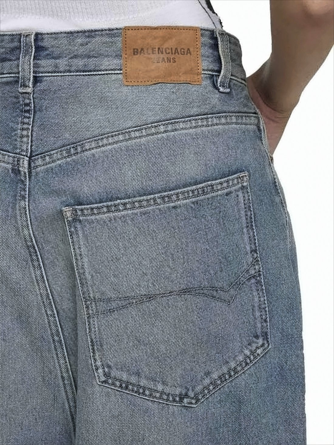 High-Waisted Wide-Leg Denim Pants with Distressed Detailing