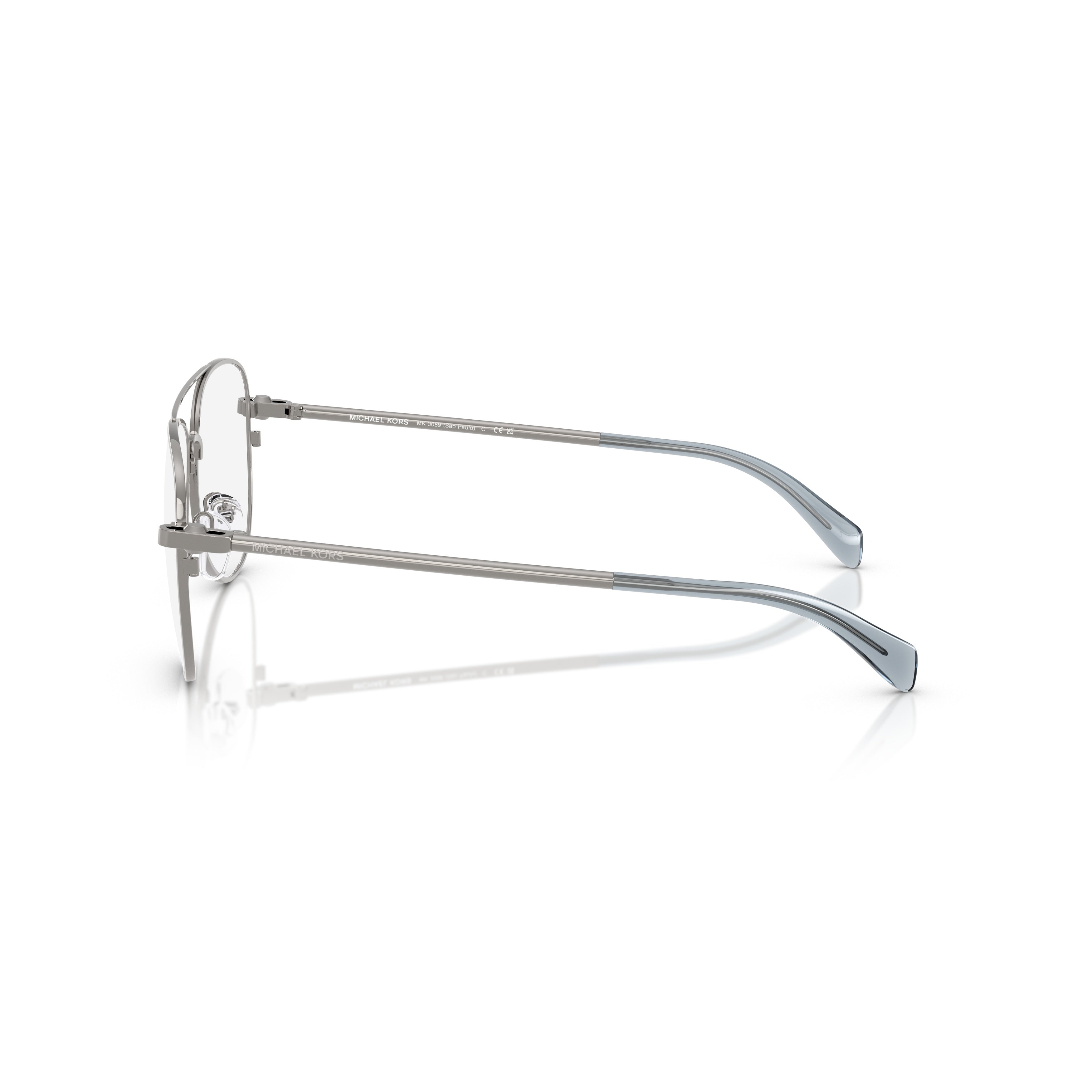 0mk3089 Double Bridge Silver Metal Sunglasses with Rounded Lenses