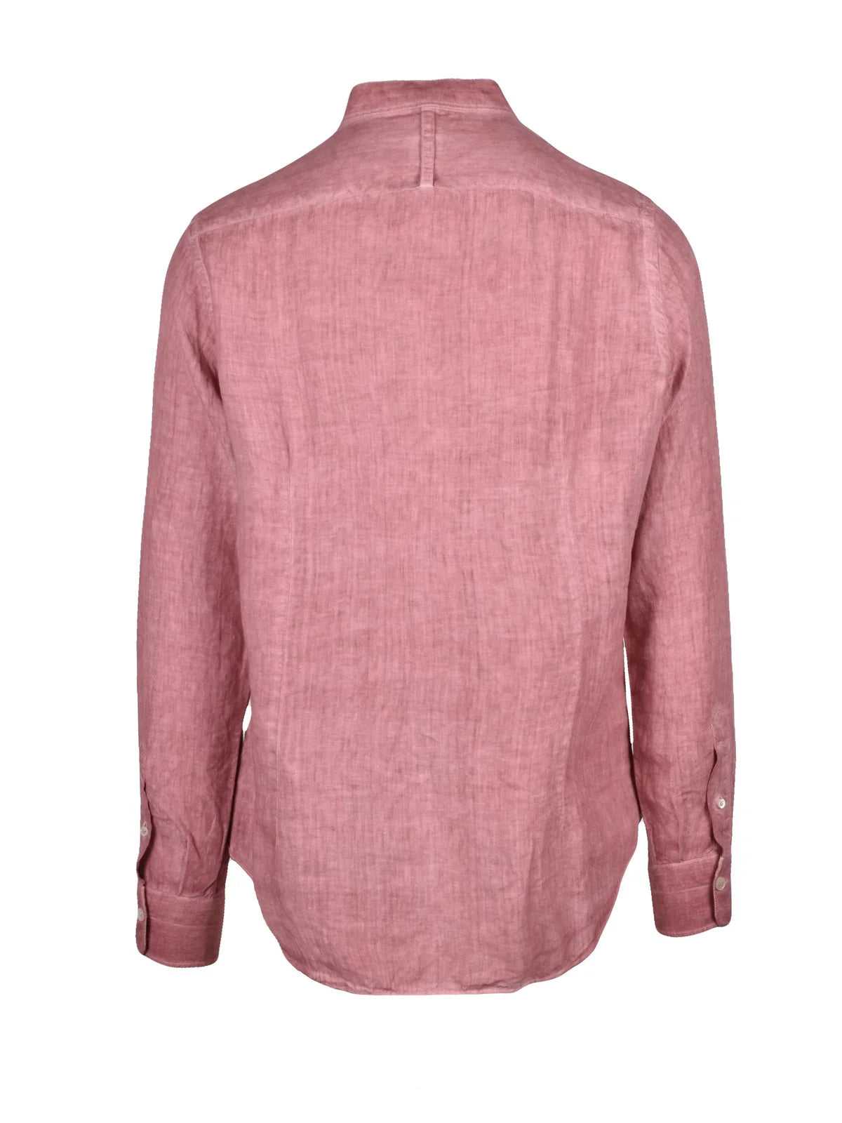 Brown Mandarin Collar Linen Shirt