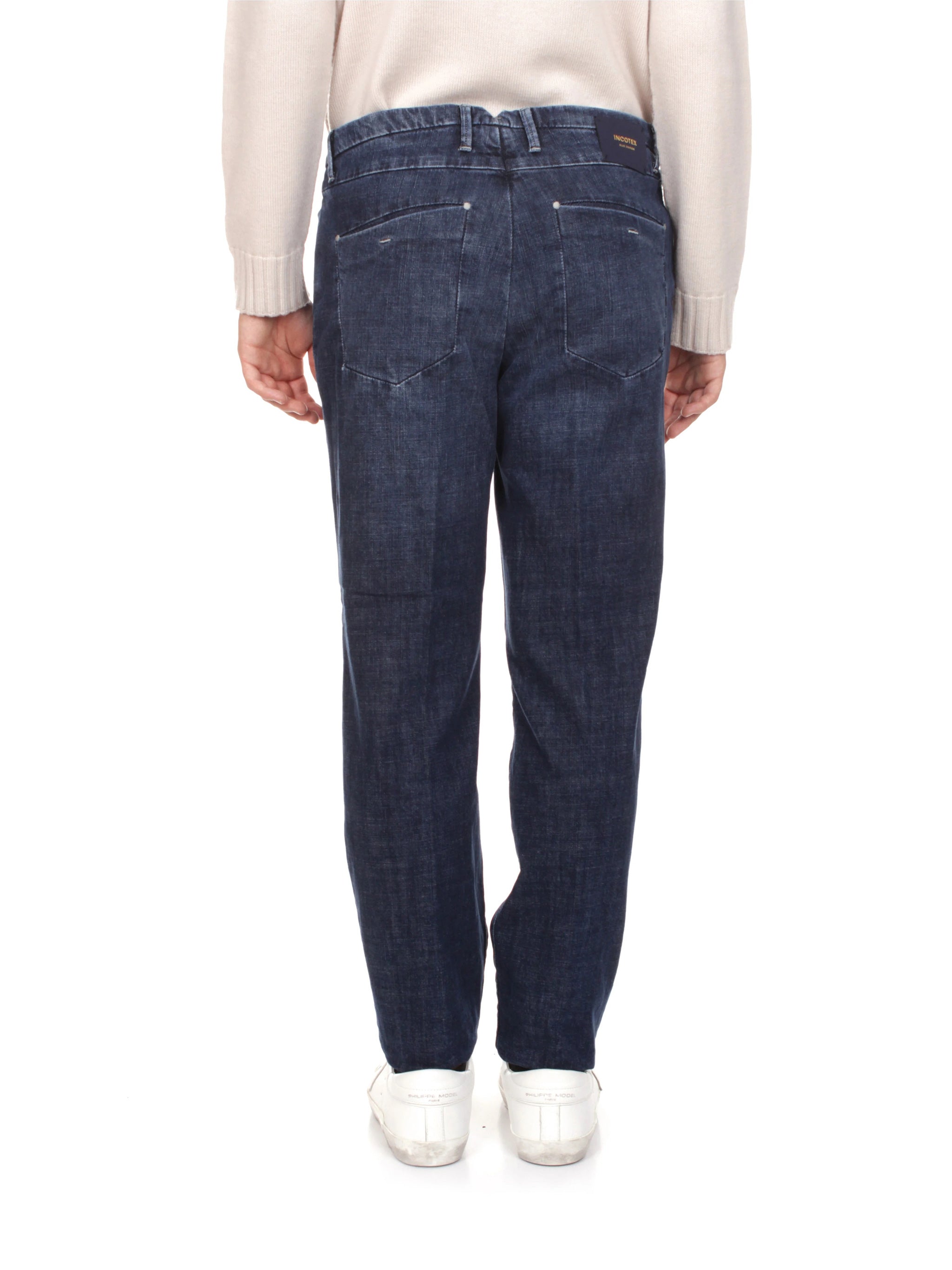 Dark Blue Straight-Leg Denim Jeans