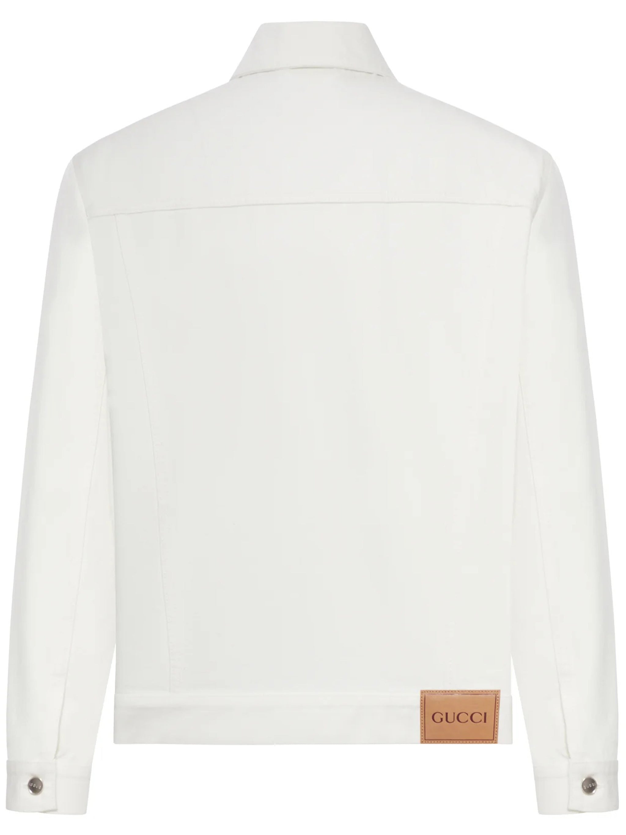 White Minimalist Classic Collar Cotton Jacket
