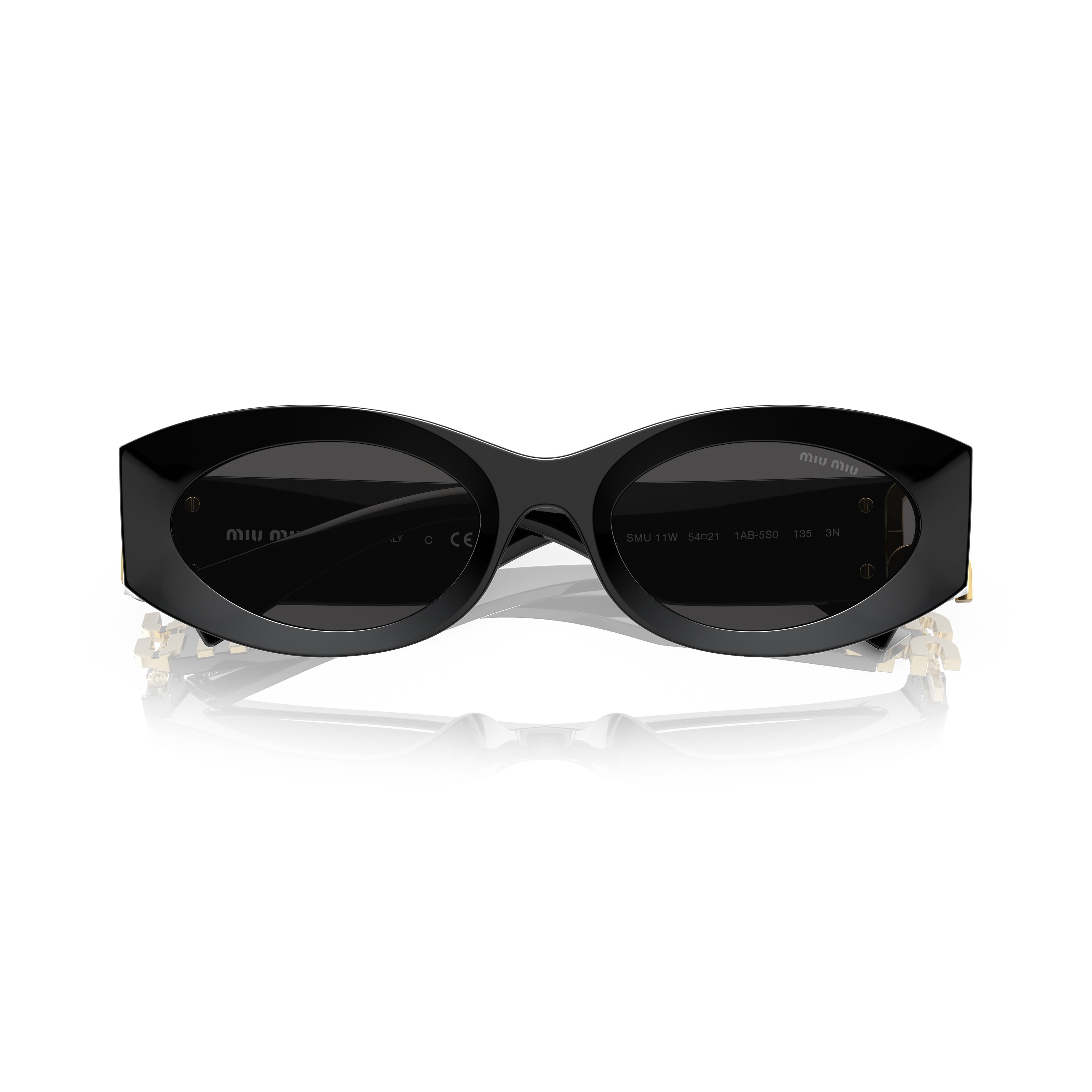 0mu 11ws Elongated Oval Black Acetate Sunglasses