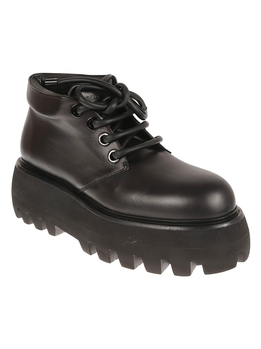 High-Top Black Calf Leather Boots