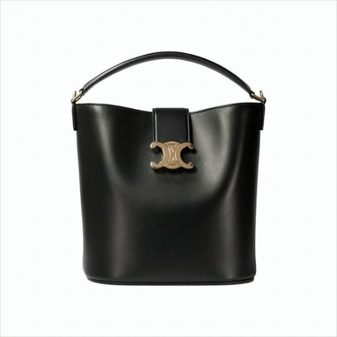 Structured Black Tote Bag with Metallic Clasp