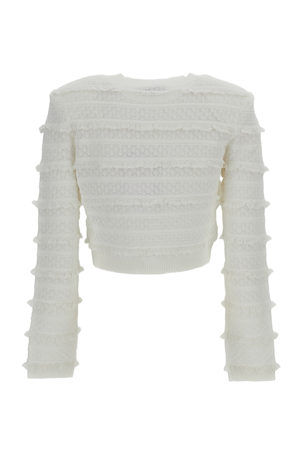 White Pointelle Diamante Cardigan