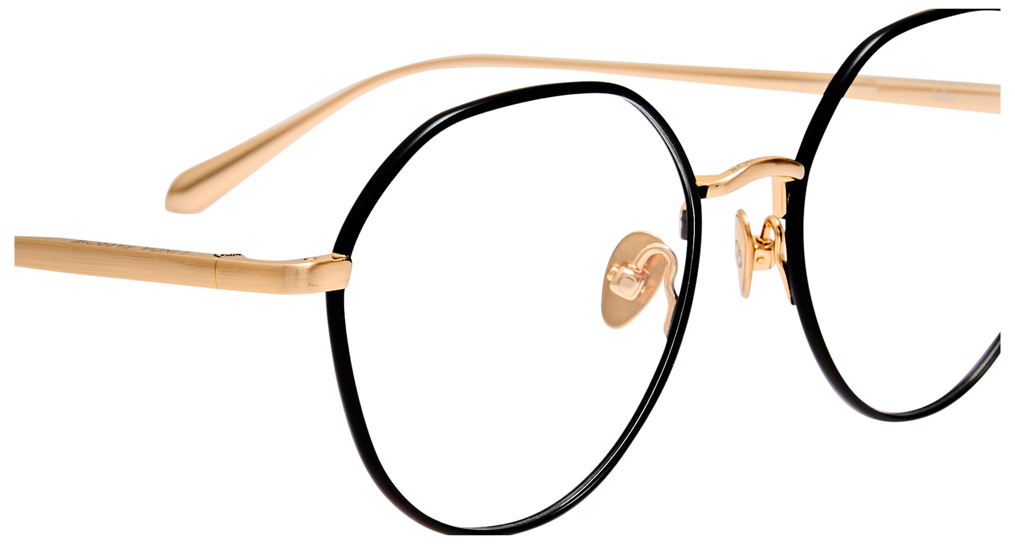 Lfl Round Frame Eyeglasses with Gold-tone Titanium Temples