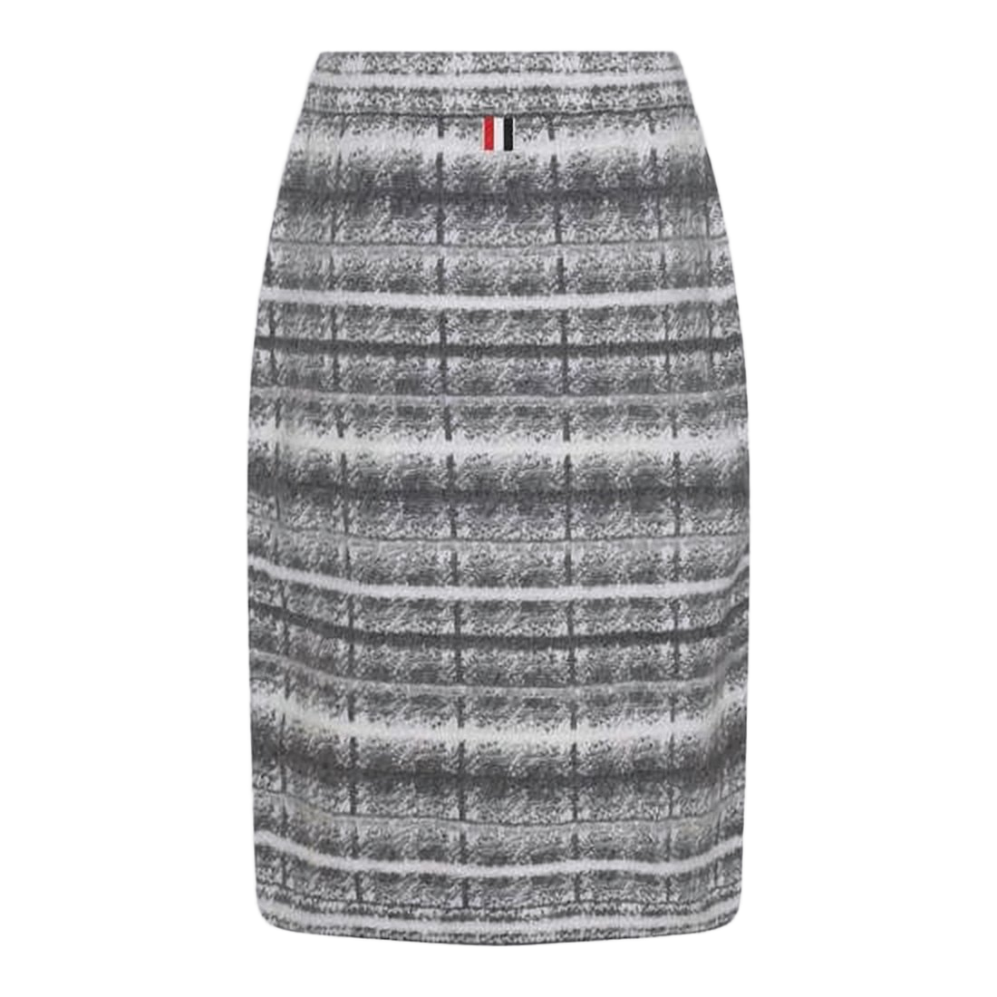 Textured Plaid Midi Skirt with Button Closure