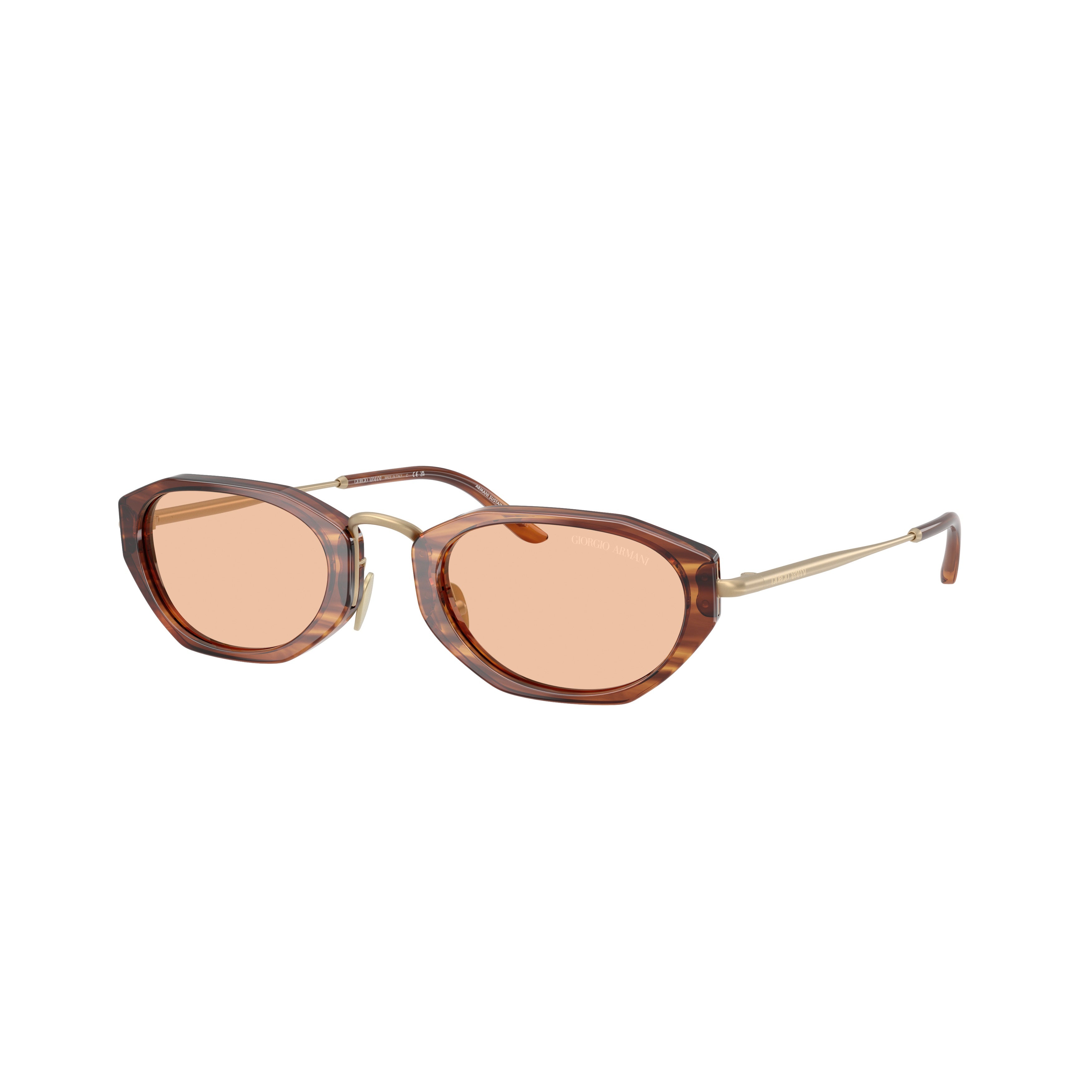 0ar8242 Angular Geometric Sunglasses with Translucent Brown Frame