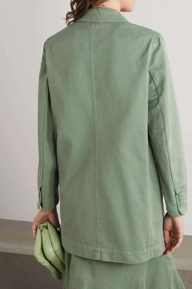 Double-Breasted Tailored Coat with Notched Lapel
