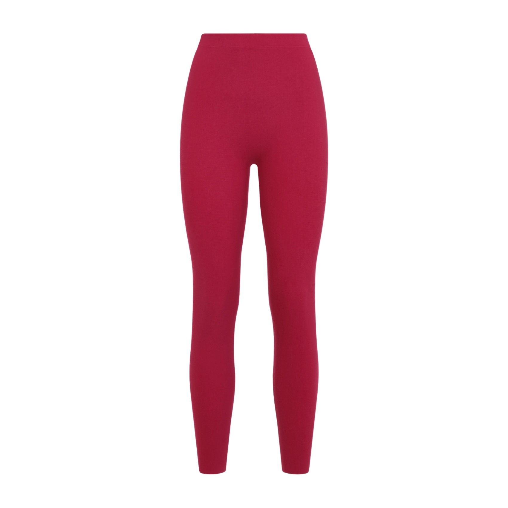 High-Waisted Red Leggings with Perforated Detailing