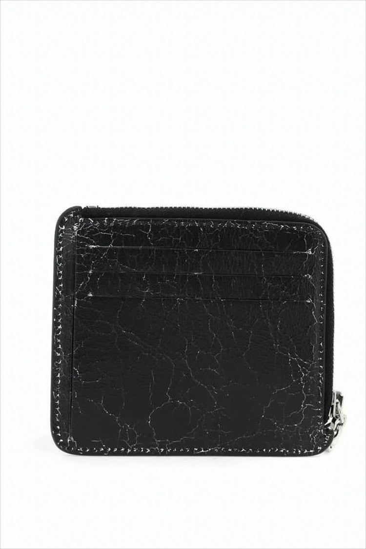 Compact Textured Cowhide Leather Wallet With Zip-Around Closure