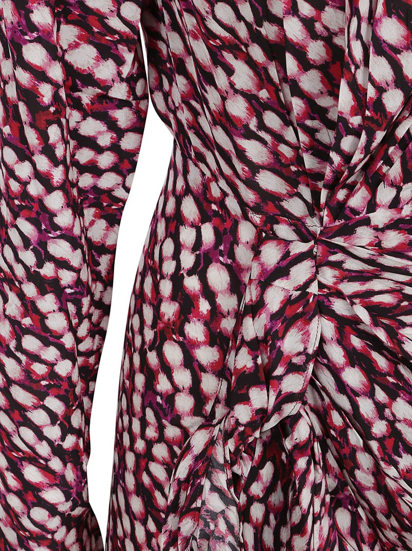 Wrap-Design Dress With Gathered Waist