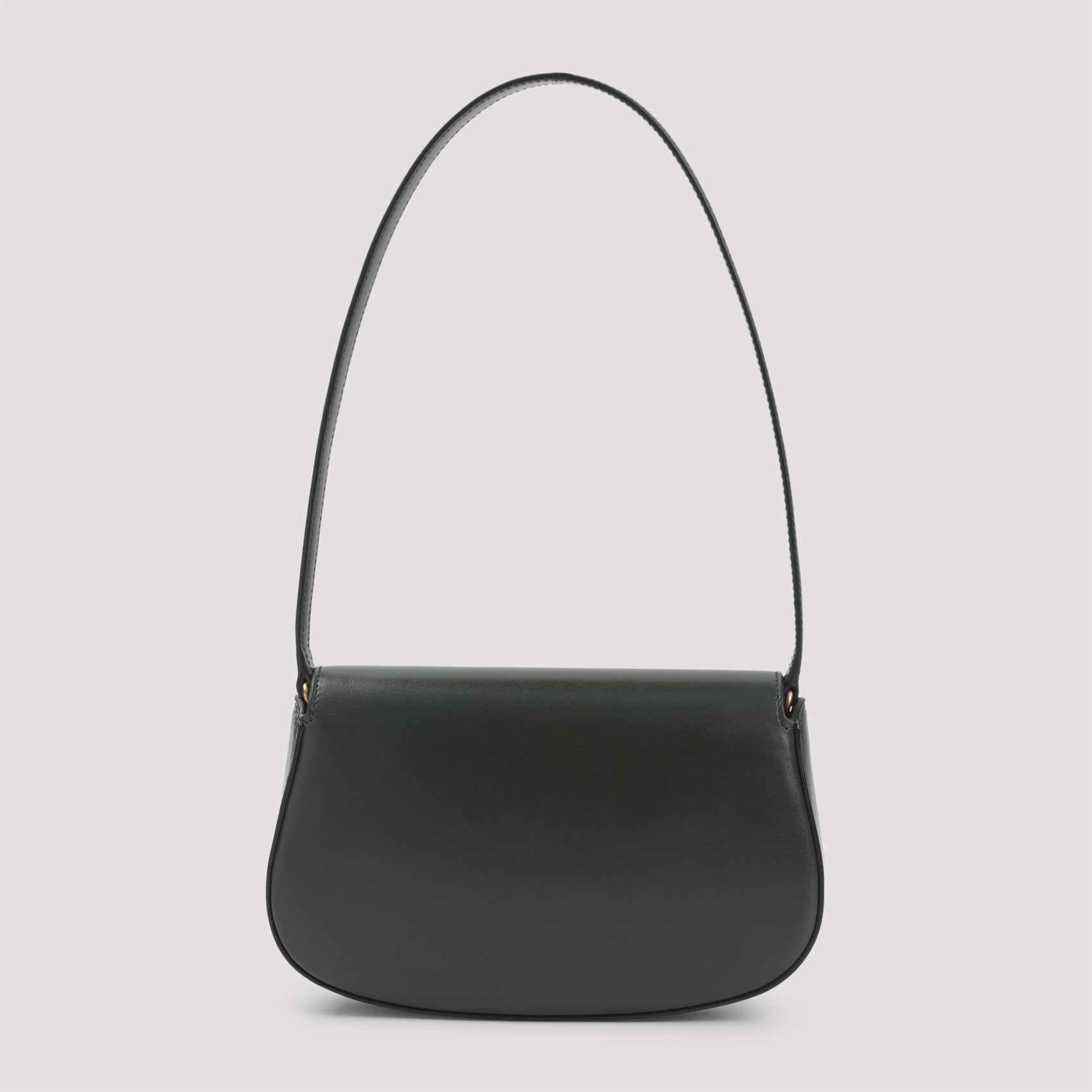 Compact Black Lamb Leather Shoulder Bag