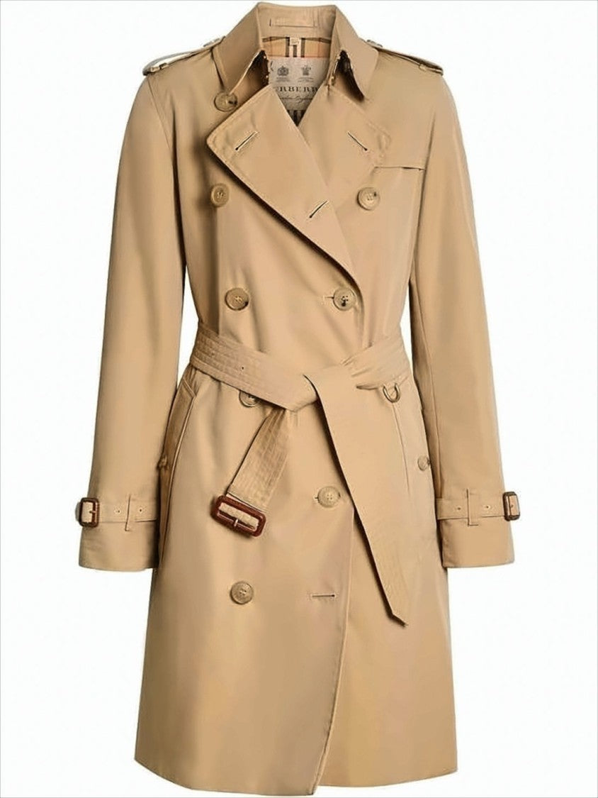Double-Breasted Trench Coat with Distinctive Check Hood
