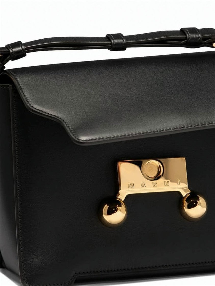Sleek Rectangular Black Crossbody Bag with Gold-tone Metal Closure