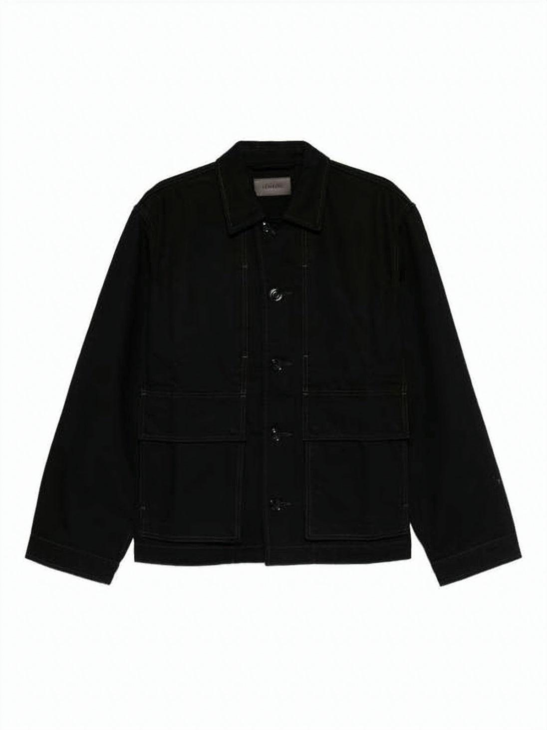 Boxy Black Jacket with Classic Collar and Flap Pockets