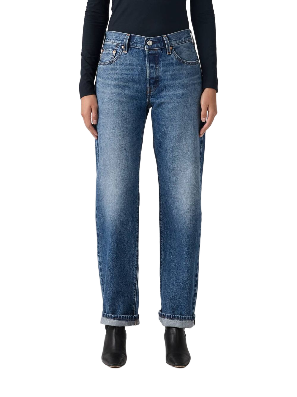 Mid-Rise Straight-Leg Jeans