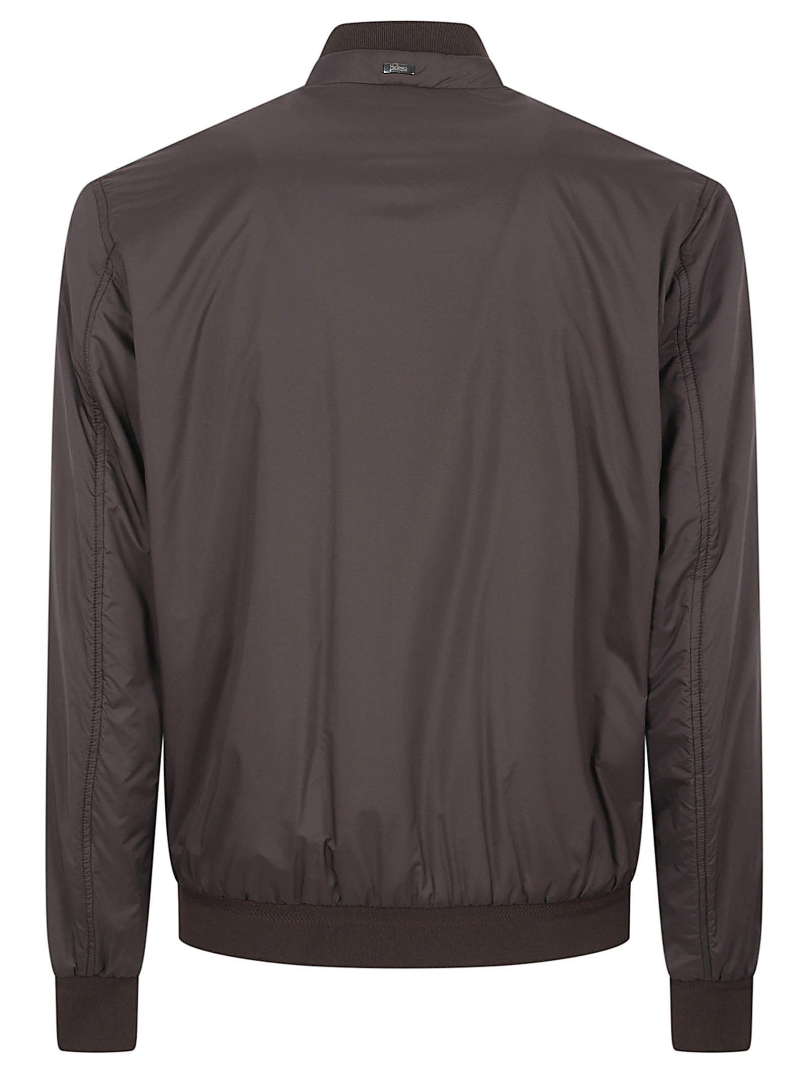 High-Collar Zip-Up Jacket With Ribbed Hem