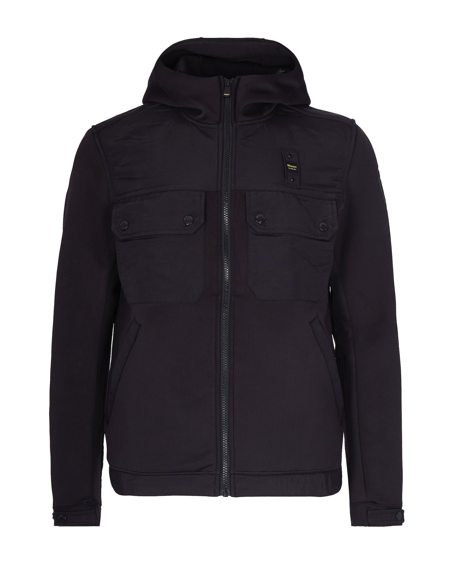 Scuba Fabric Black Jacket With Hood