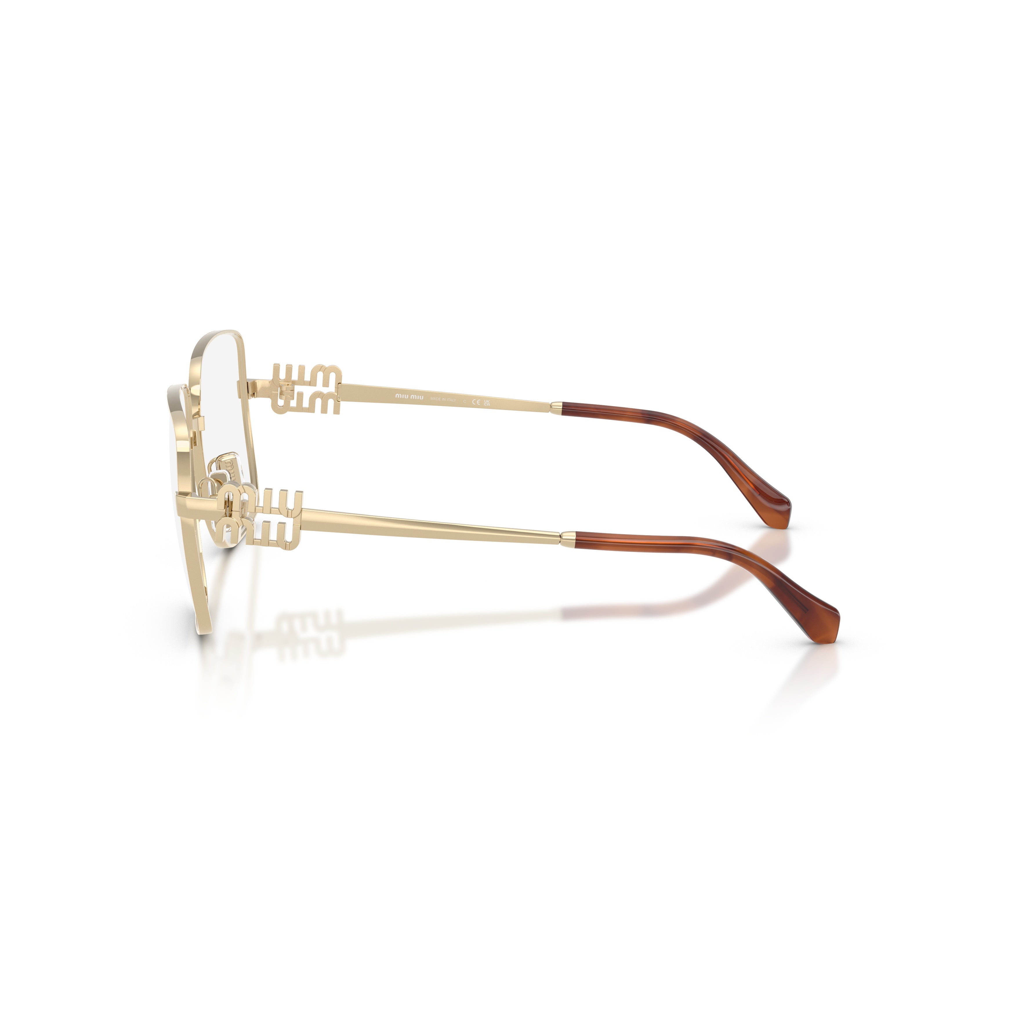 0mu 51xv Square-Shaped Gold-Finish Metal Eyeglasses