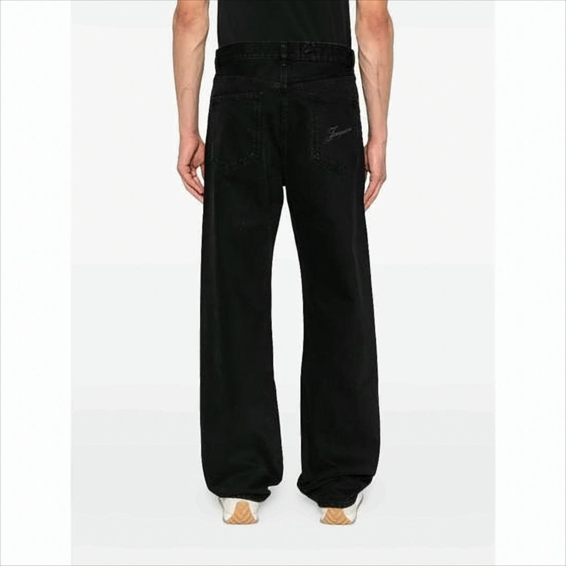 Wide-Leg Black Denim Pants