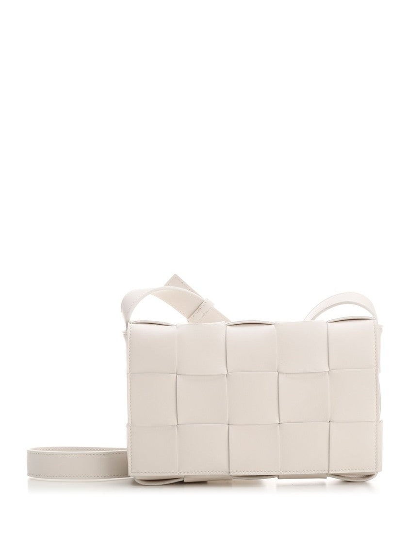 Structured White Lambskin Shoulder Bag