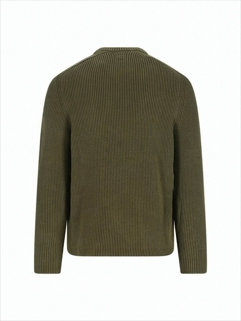 Chunky Ribbed Knit Sweater With Distinctive Patch Pocket
