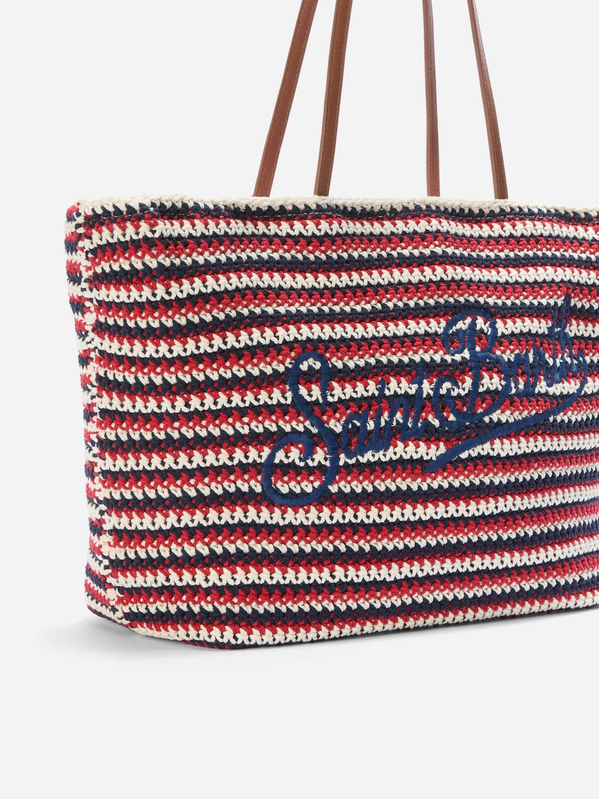 Woven Tote Bag with Horizontal Stripes