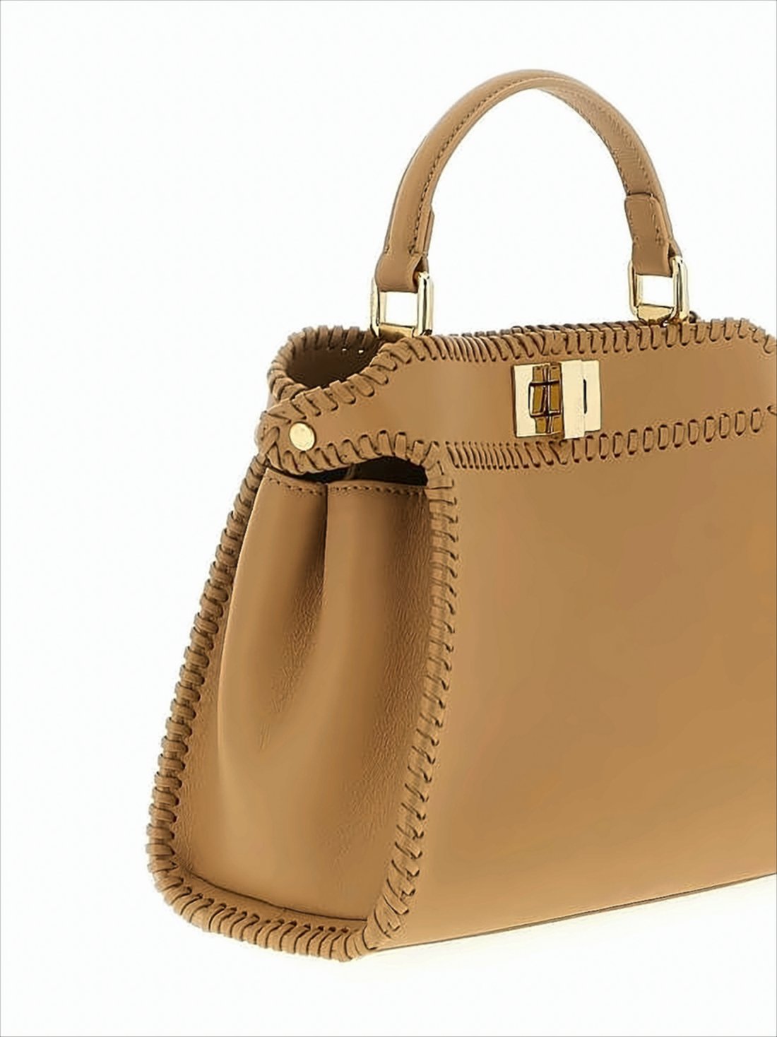 Structured Brown Leather Shoulder Bag