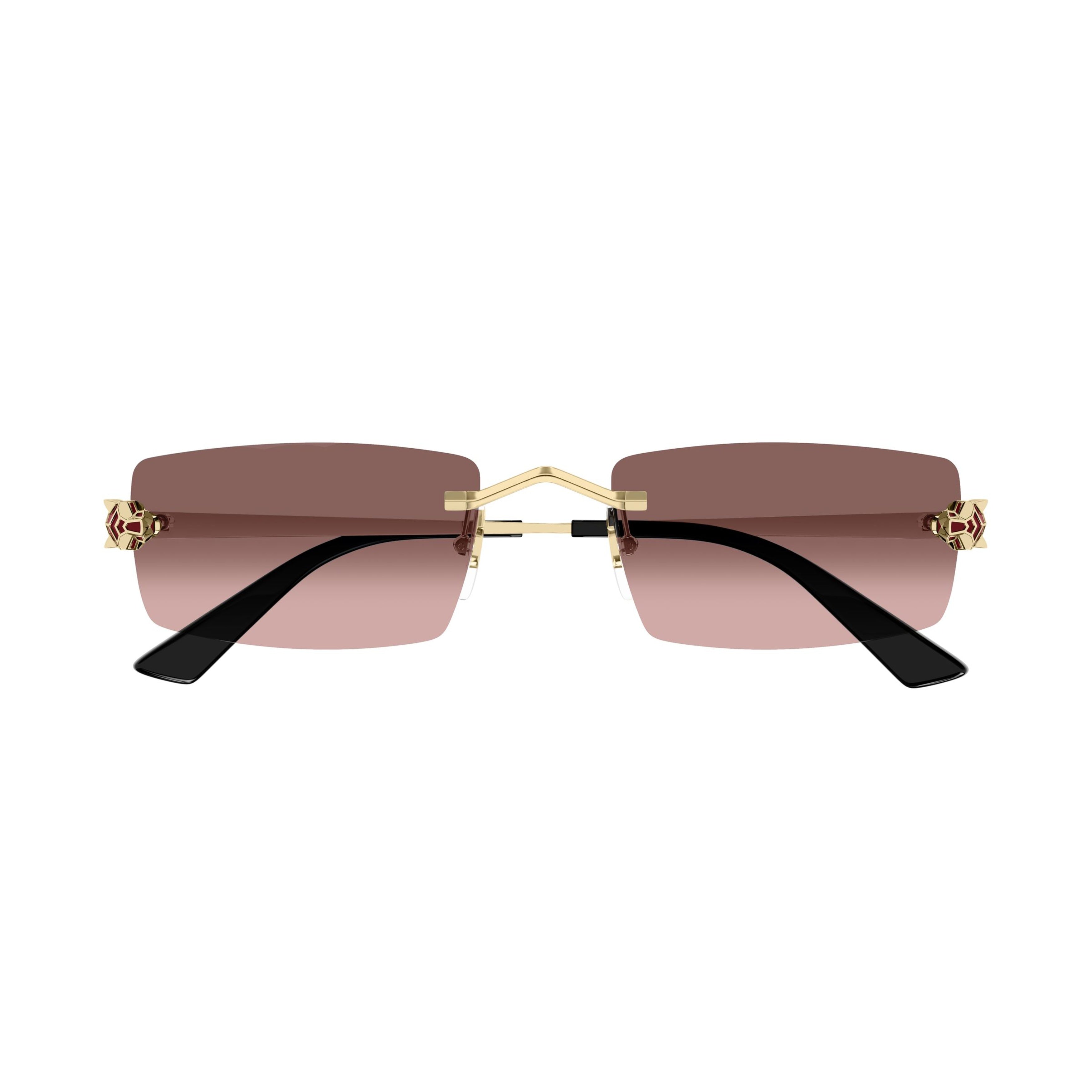 Rimless Rectangular Sunglasses With Geometric Temples