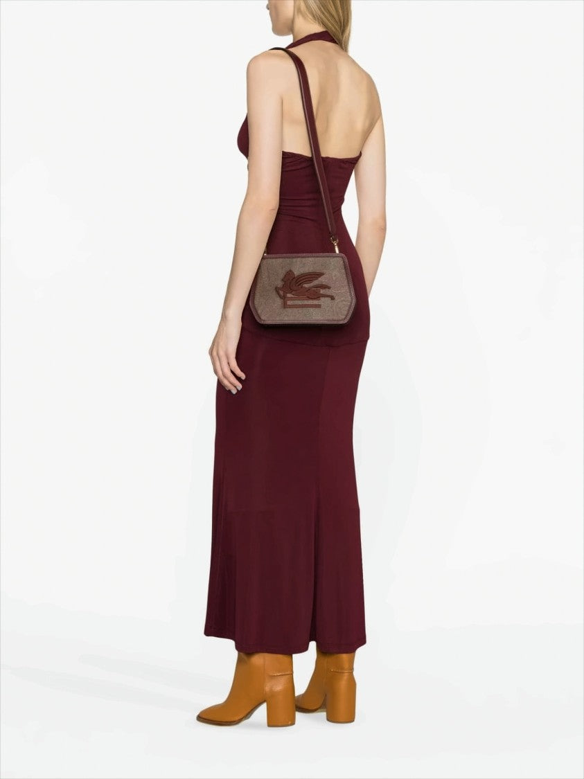 Textured Burgundy Paisley Crossbody Bag