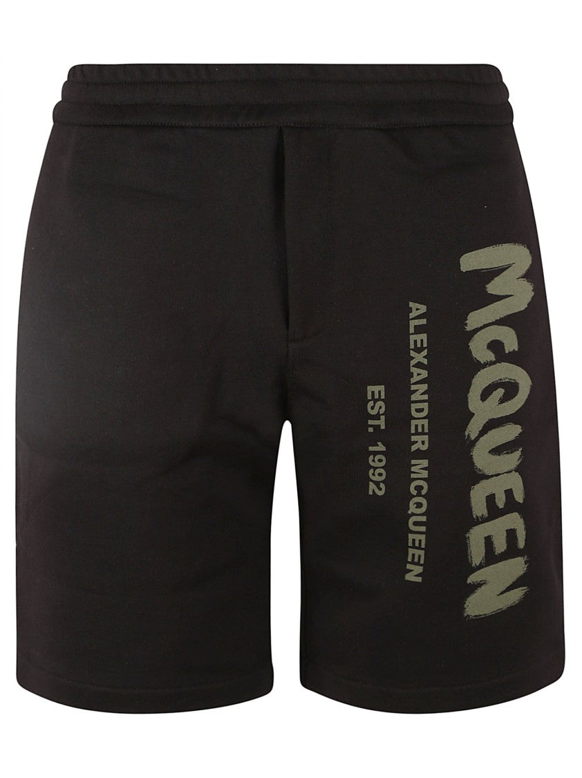 Relaxed Fit Black Graphic Print Shorts