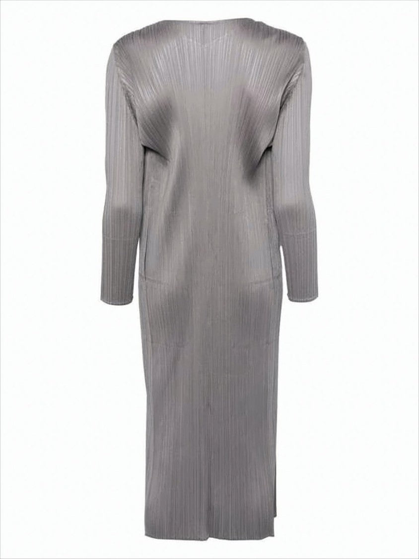 Longline Pleated Cardigan With Open Front Design