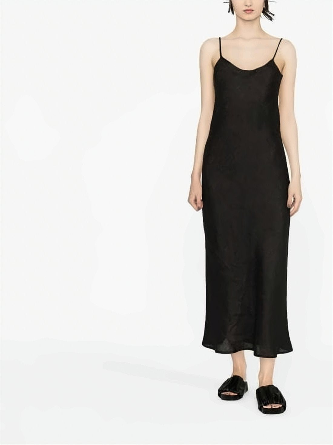 Long Linen Dress with Spaghetti Straps