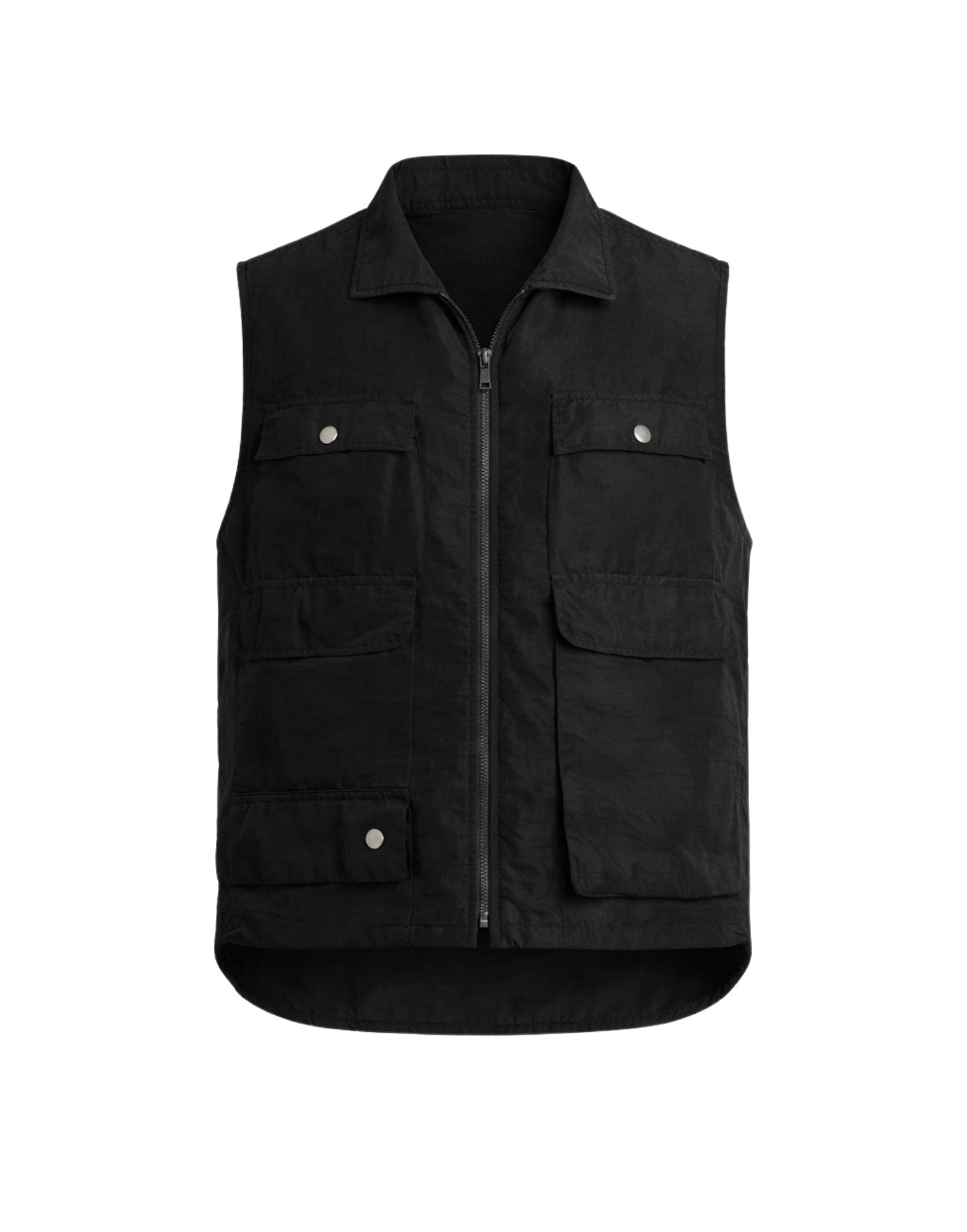 Black Hemp Blend Garment Dyed Fishing Vest