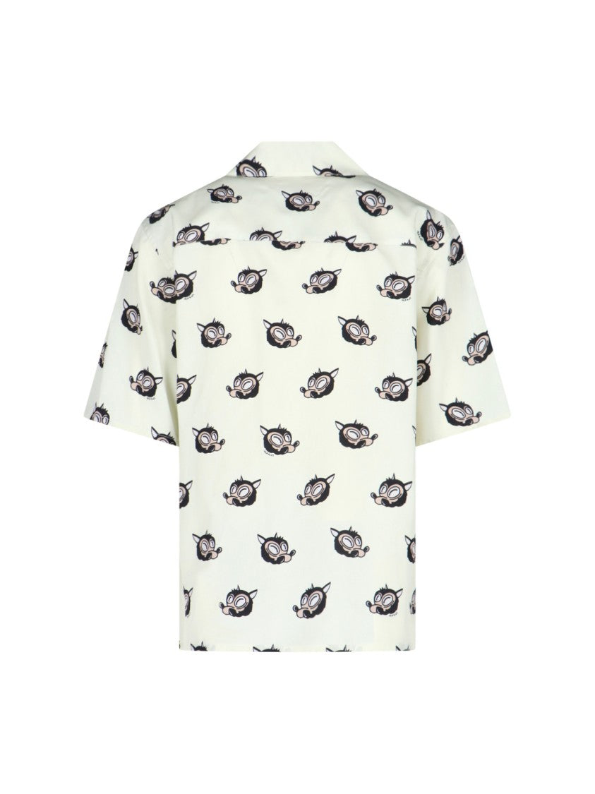 Printed Camp Collar Shirt – Cream