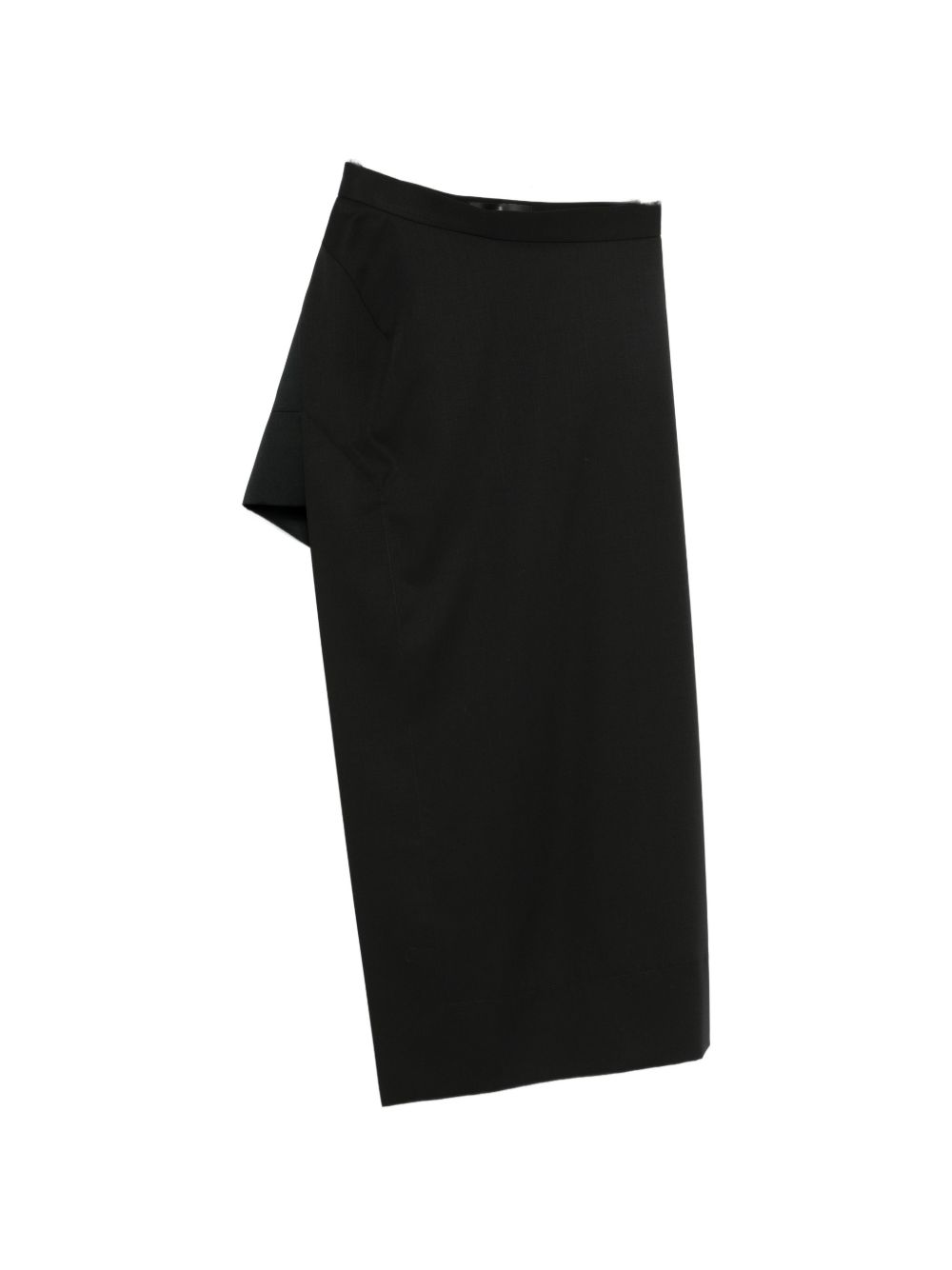 Asymmetrical Black Midi Skirt With Layered Design And Chain Detail
