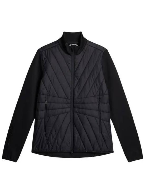 Quilted Front Jacket With Geometric Stitching And Zippered Pockets