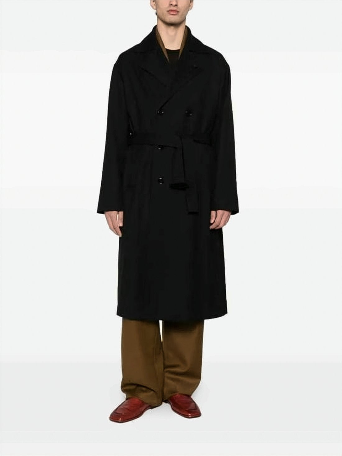 Double-Breasted Wool Coat With Tailored Silhouette
